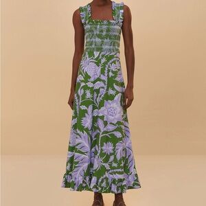 FARM Rio Green and Blue Floral Maxi Dress